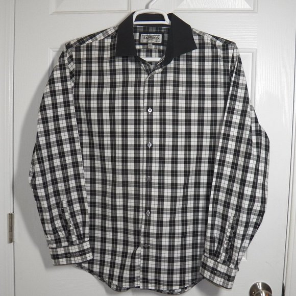 Express Fitted Shirt with Cuffed Long Sleeves, LG - Picture 1 of 9